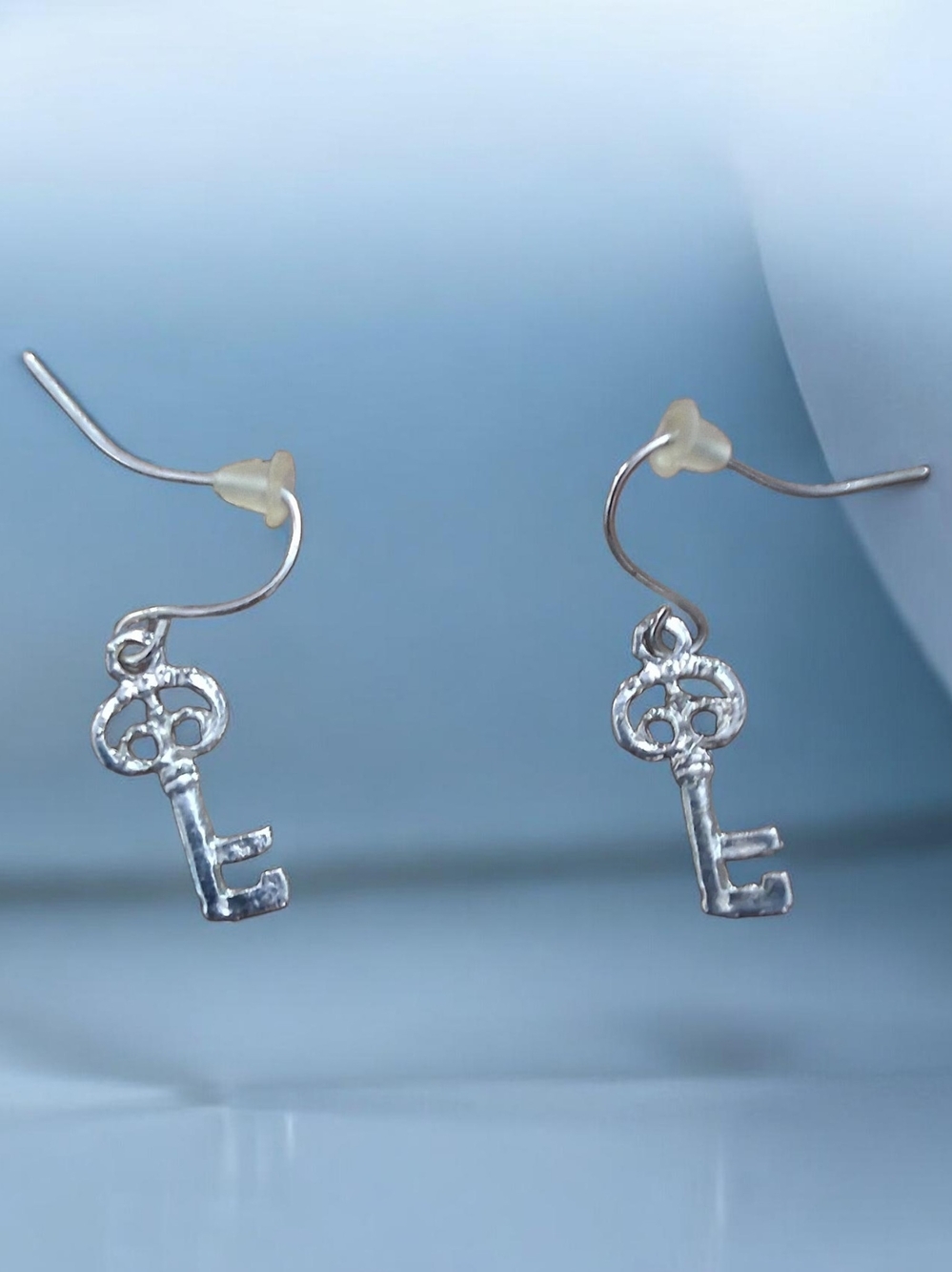 Silver Key Drop Earrings - Women Jewelry